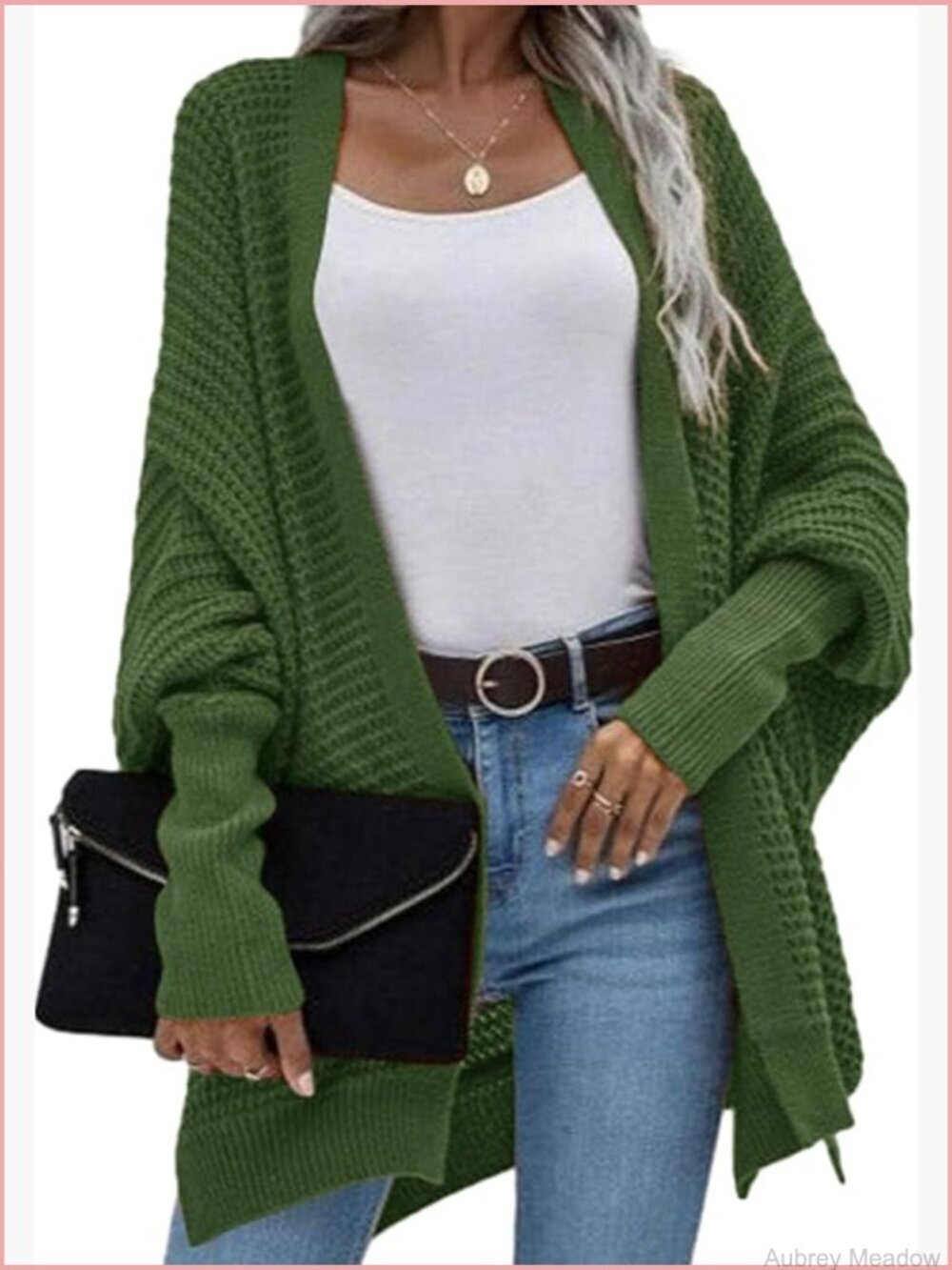 Oversized Open Front Batwing Chunky Knit Cardigan Sweater Coat